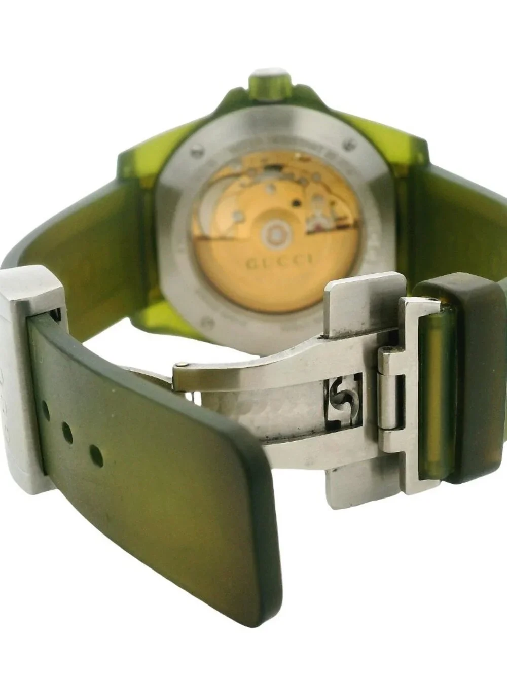 Gucci Dive YA136345 41mm Green Dial Skeleton Rubber Luxury Automatic Watch